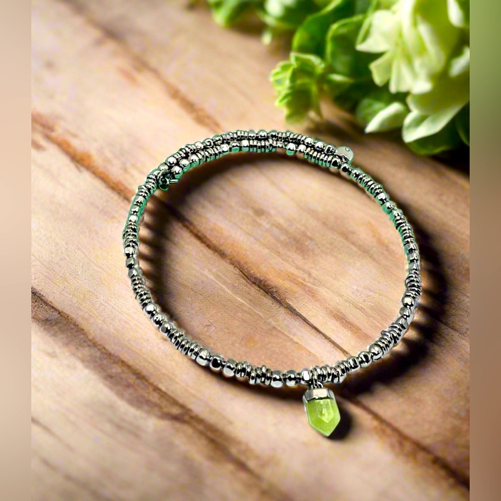 KEEP Collective Silver Bracelet with Green Charm
